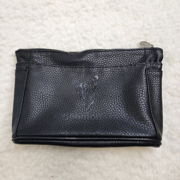 Younique Handbags - Younique Purse Organizer Makeup Bag Tote Craft Black Silver Zipper Purple Liner